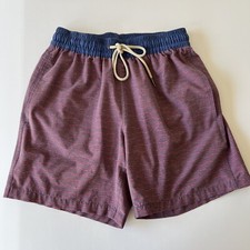 Fair Harbor Lined Swim Trunks Shorts Men's XL Blue Red Striped Zip Pocket