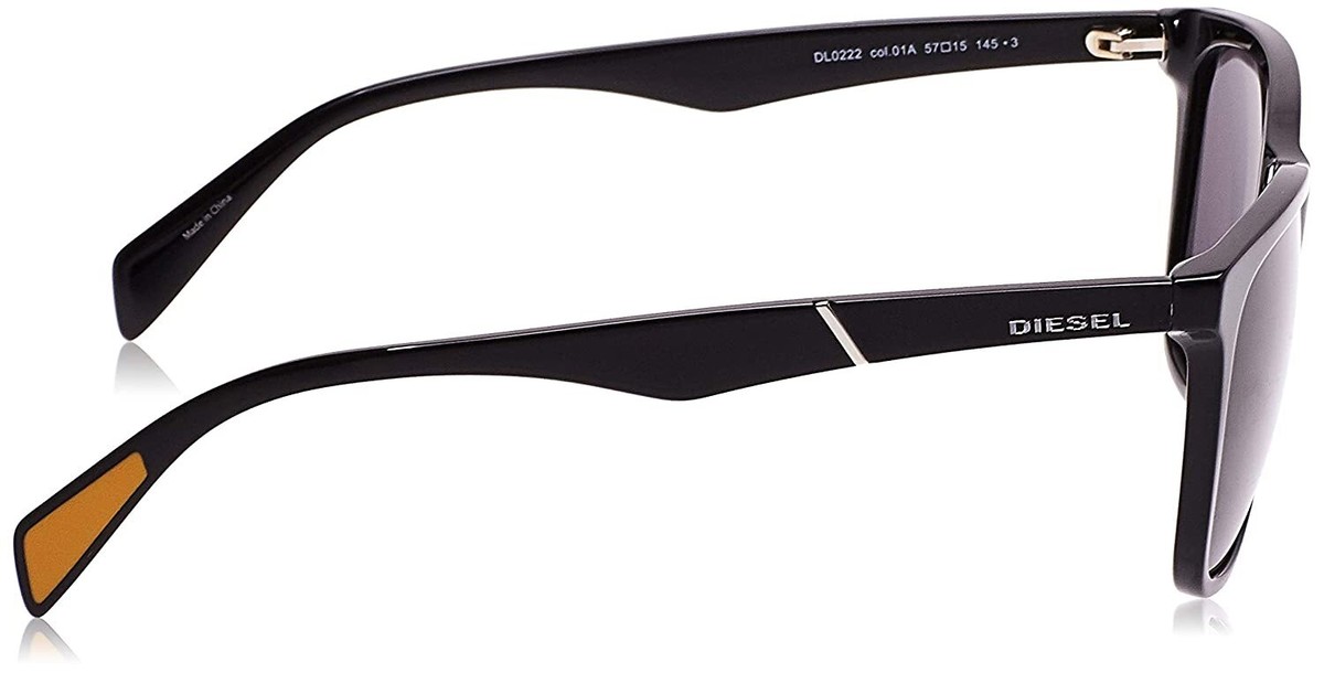 Diesel DL0222 01A Black Plastic Squared Sunglasses Frame 57-15-145
