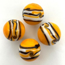 NEW for 2022 22mm Riptide YellowOrange Handmade Art Glass Marbles Pk 4 7/8th"