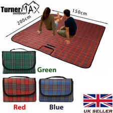 Picnic Blanket Mat 200cm XL Waterproof Fleece Camping Outdoor Beach Festival Rug