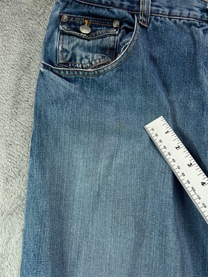 Chams Mens Jeans 36 Blue Jean Denim Straight Wide Leg Distressed Actual 34x29.5 - Image 3 of 4