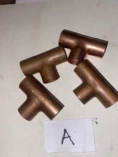4 Pc  3/4” Copper Tee  New Old Stock  A