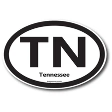 TN Tennessee US State Oval Magnet Decal, 4x6 Inches, Automotive Magnet for Car