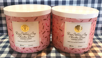 NEW 2-Pack Rose Water & Ivy + Vanilla Bean LTD 3-Wick Candle Bath & Body Works
