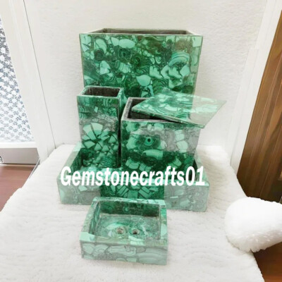 Bathroom Sets in Malachite Stone / Malachite Bathroom Set 5 Pcs/ Crafted Gifts