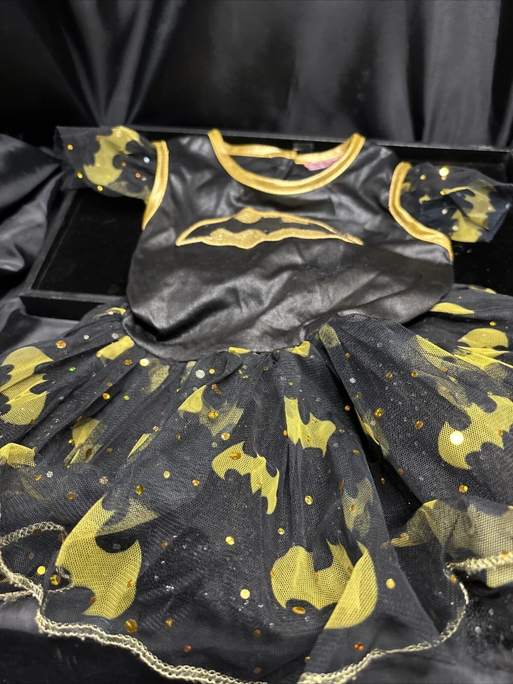 Rubies Size S Batgirl Black Gold Cap Sleeve Costume Dress Childs Halloween Tutu. - Image 3 of 4