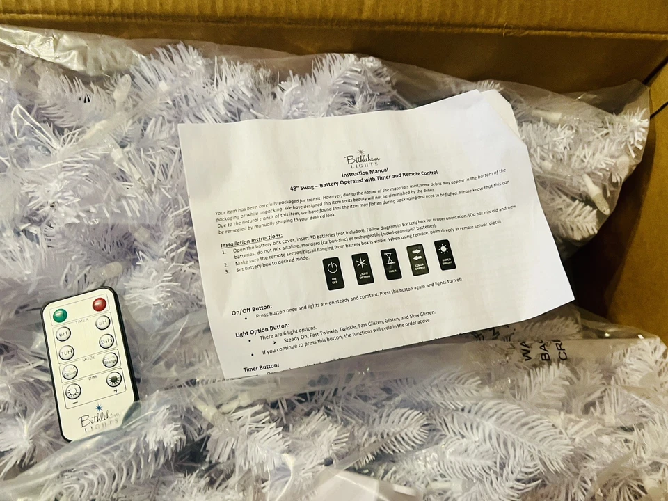 Bethlehem Lights 48" White Color Flip Overlit Swag- Brand new in box - Image 3 of 3