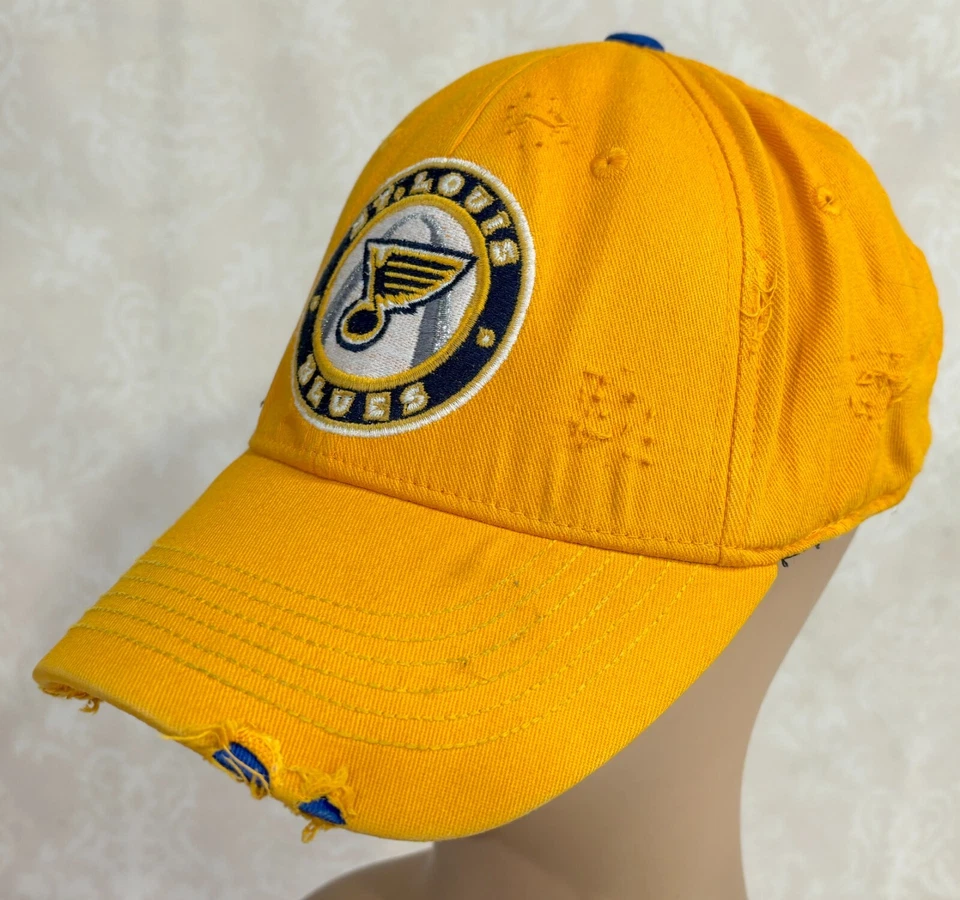Gorra de béisbol St. Louis azul amarilla talla única/XL envejecida Foto 2 de 4