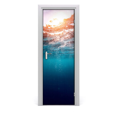 Autocollant De Porte Tulup 75x205 Cm - Motif Poissons Coralliens Bleu, Décoration Moderne