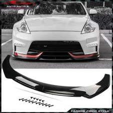 For Nissan 2015+ 370Z Z34 Glossy Black Front Bumper Lip Spoiler+Splitter