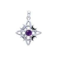 Witches Knot Pendant Moon 925 Sterling Silver Gemstone Magic Fine