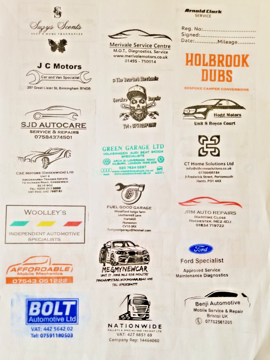 Generic car Garage Mechanics Service History stamp multicolour