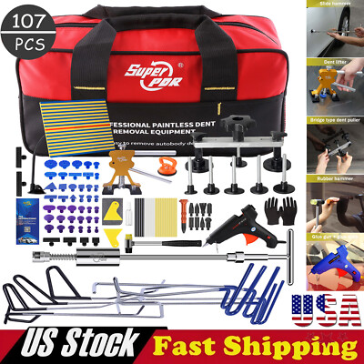 PDR 107pcs Paintless Dent Removal Rods Stainless Steel Rod Tool Dent Repair Kit