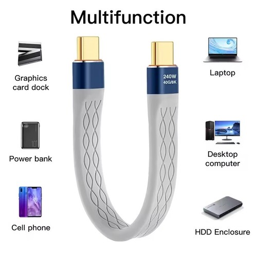 USB-C auf USB-C Kurz Daten und Lade-Kabel USB 4 Gen 3 Schnellladefunktion - Bild 3 von 10