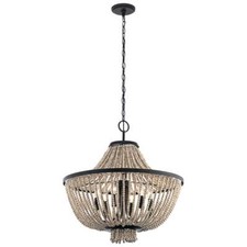 Kichler Brisbane 24.75" 6 Light Chandelier in Distressed Black with Distressed A