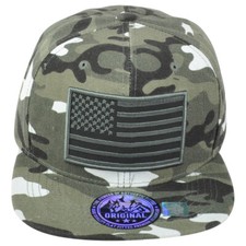 United States USA Flag Patch Camouflage Camo Snapback American Flat Bill Hat Cap