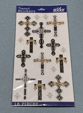 EK Success Sticko 18 Pc Inspirational Words  Crosses Themed Stickers