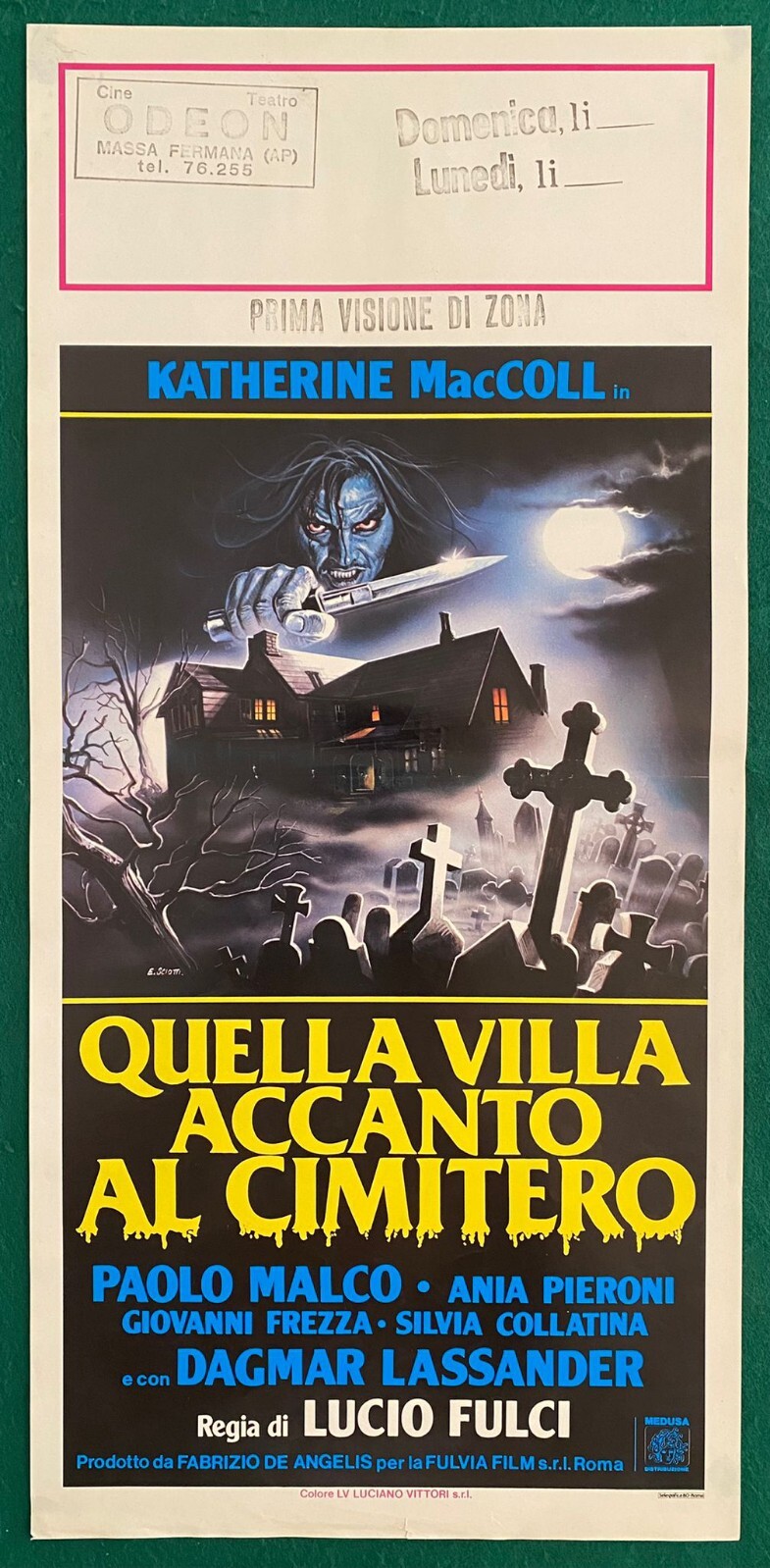 Locandina originale film Quella villa accanto al cimitero (1981) - Regia di Lucio Fulci