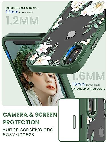 Für iPhone XR Hülle Blume, Militärqualität Fall getestet harte Rückseite & weiches grün - Bild 4 von 7