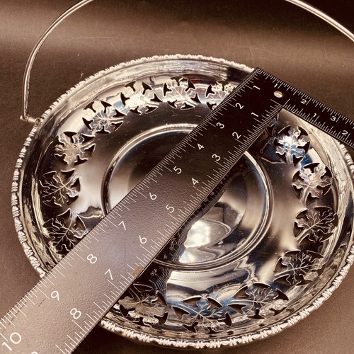 Serving Handled Dish Chrome Plated 9" Plate Holder Fretted Floral Design - Picture 3 of 18