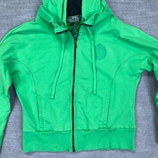 VTG LRL Ralph Lauren Active Hoodie Womens M Green Full Zip Embroidered Crest