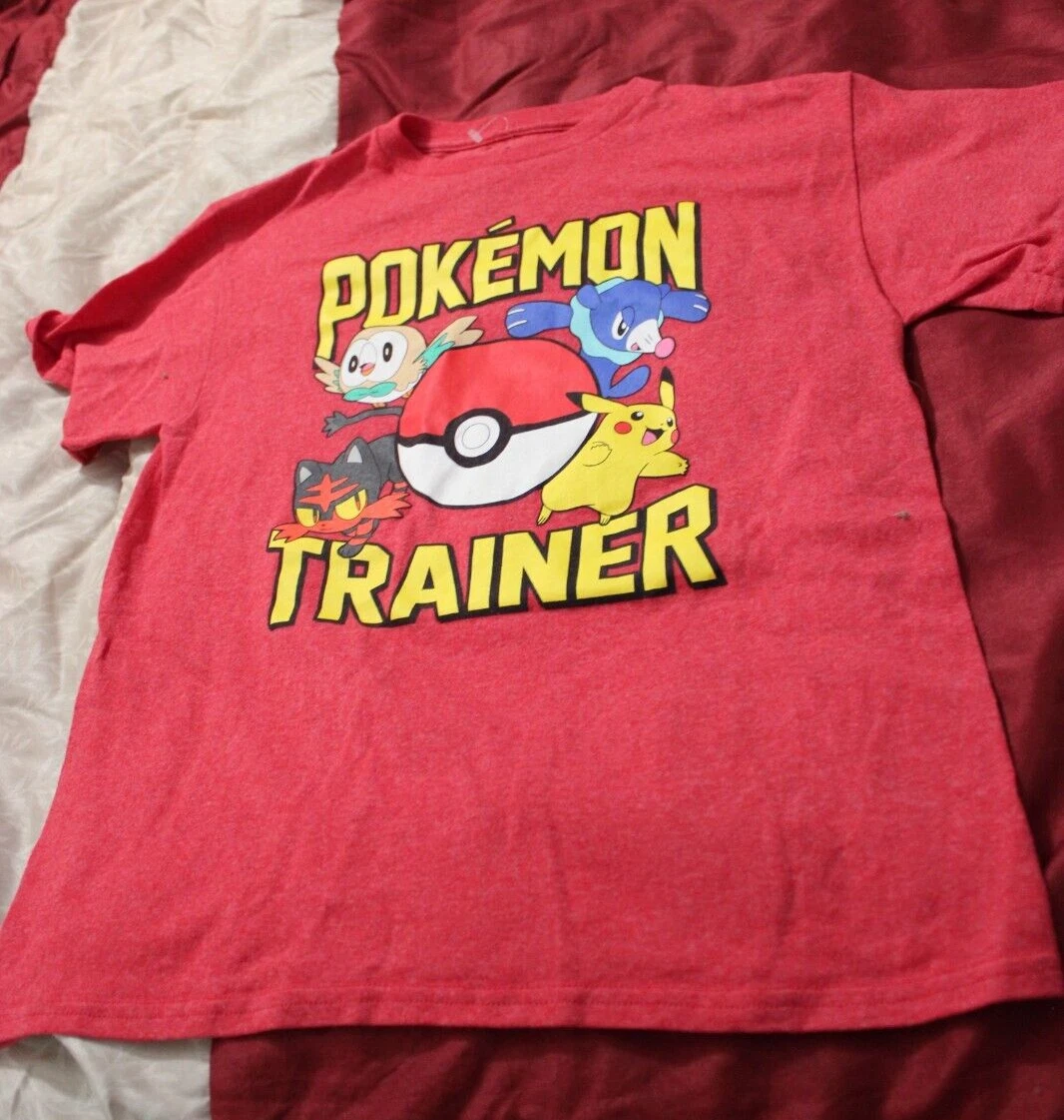 Pokemon Youth Large L 12 14 Trainer T shirt Red NWOT eBay