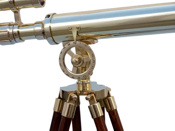 Telescopio náutico de 39"" con soporte de trípode de madera telescopio de doble barril de latón Foto 2 de 4