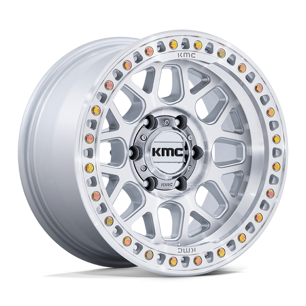 KMC KM549 GRS 17X9 6X139.7 18mm Gloss Silver W/ Machined Face
