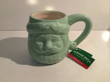 Vintage 2002 Santa 20 oz. Coffee Mug Jadeite Jadite Green Sleigh Bell Bistro