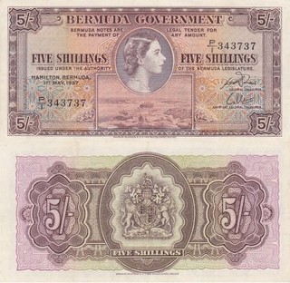 Bermudas 5 Shillings 1957 VF P18b