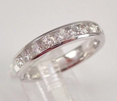 2.00Ct Round Moissanite Half Eternity Wedding Band Ring 14K White Gold Plated