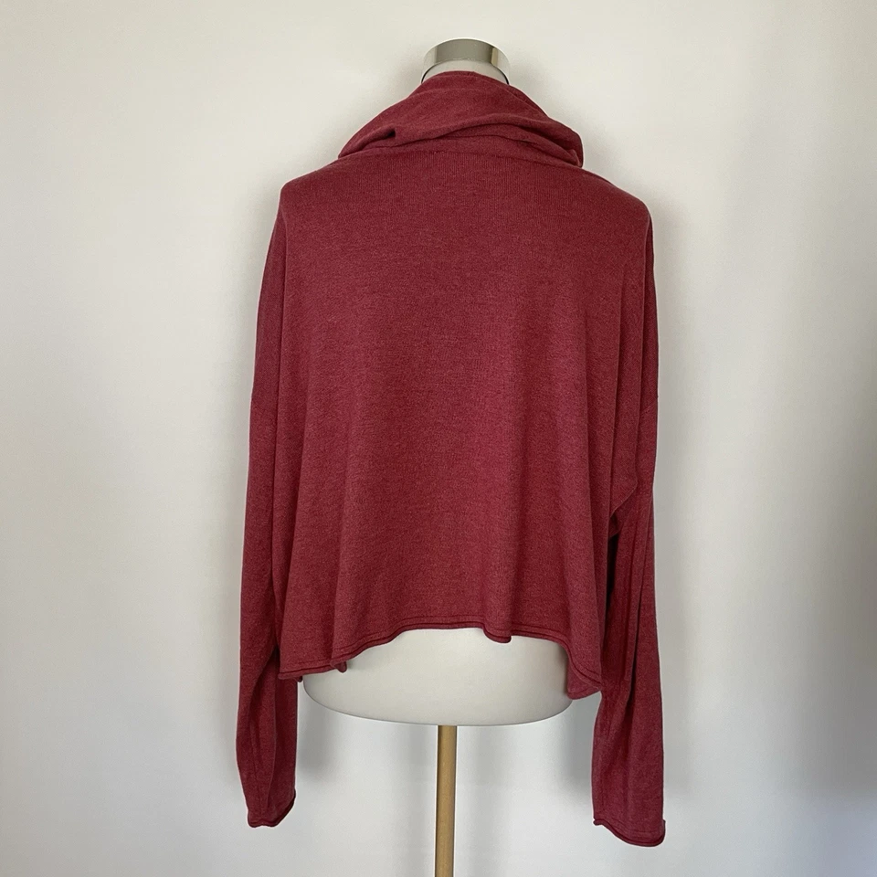 Top Planet By Lauren G Capucha Cuello Granate Rojo Mezcla Pima Tejido Talla OS Foto 3 de 4