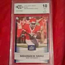 Leaf 2012 Draft Blue #36 Mohamed Sanu Rookie BCCG 10 Graded Football Card. rookie card picture