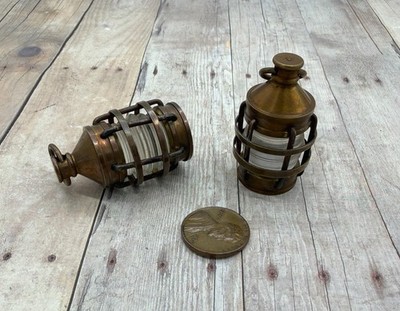 Nautical Brass Ship Lantern Pendant Charm Maritime Lantern Necklace 1.5  Vintage