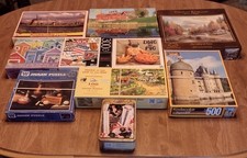 Lot of 10 Jigsaw Puzzles- 5- 300 pc., 5- 500 pc- Nice Collection
