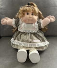 1978 1982 Vtg Cabbage Patch Girl Light Brown Hair, Brown Eyes Velvet Dress