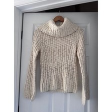 The Limited Vintage Womens Chunky Turtleneck Sweater Cream Neutral