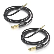2pack 1/8 to 1/4 Stereo Audio Cable,6.35mm 1/4" Male to 3.5mm 1/8" Male TRS B...