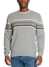 Weatherproof Vintage Mens Nordic Crewneck Sweater Medium Pale Grey - NWT 85
