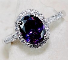 3CT Amethyst Topaz 925 Solid Sterling Silver Ring Sz 7 UB1-1