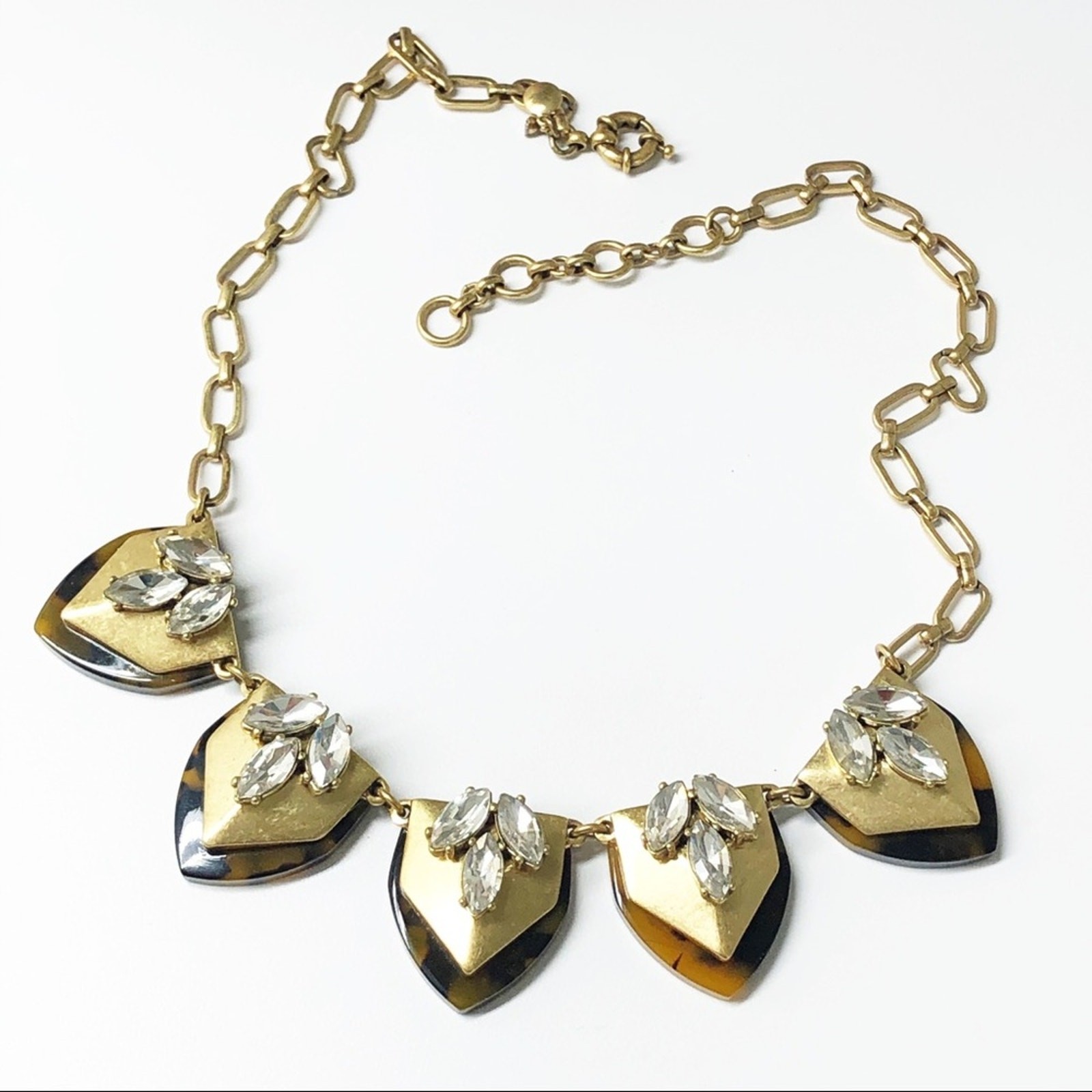J. Crew Tortoise Shell Crystal Statement Necklace - image 1