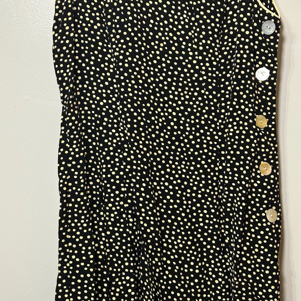 Vintage Studio I Dress Large Polka Dots Maxi Full Side Button 90s Y2K Sleeveless - Image 3 of 4