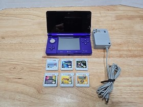 RARE Nintendo 3DS BUNDLE Midnight Purple Console with 6 Games Tested And Working