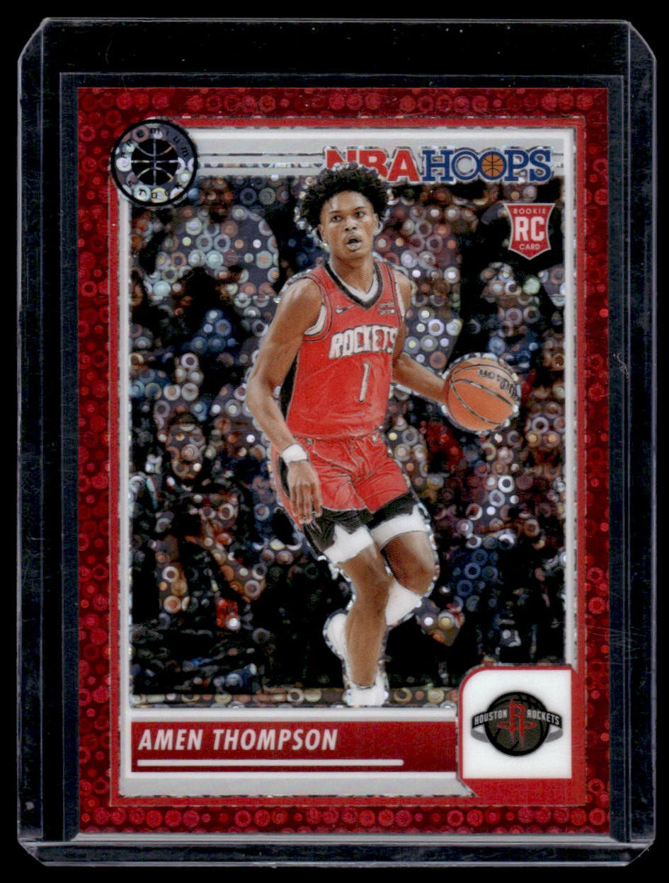 2023-24 Hoops Premium Stock #86 Amen Thompson Red Disco Prizm #/149