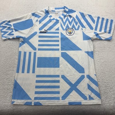 Puma Manchester City FC Training Jersey Mens XL Blue White Geometric DryCell