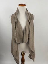Beige 100 cashmere waterfall sleeveless vest sweater S/M