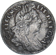 1696 Sixpence - William III British Silver Coin