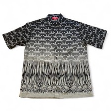 JNCO Jeans Men  s Black Gray Crown Skull AOP Short Sleeve Button Up Medium