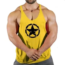 Men Tank Top Bodybuilding Gym Workout Fitness Cotton Sleeveless Stringer Vest