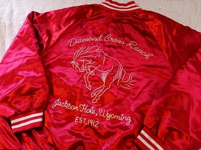 Diamond Cross Ranch Z Supply Jackson Hole Wyoming Satin Bomber Jacket  Women's XL